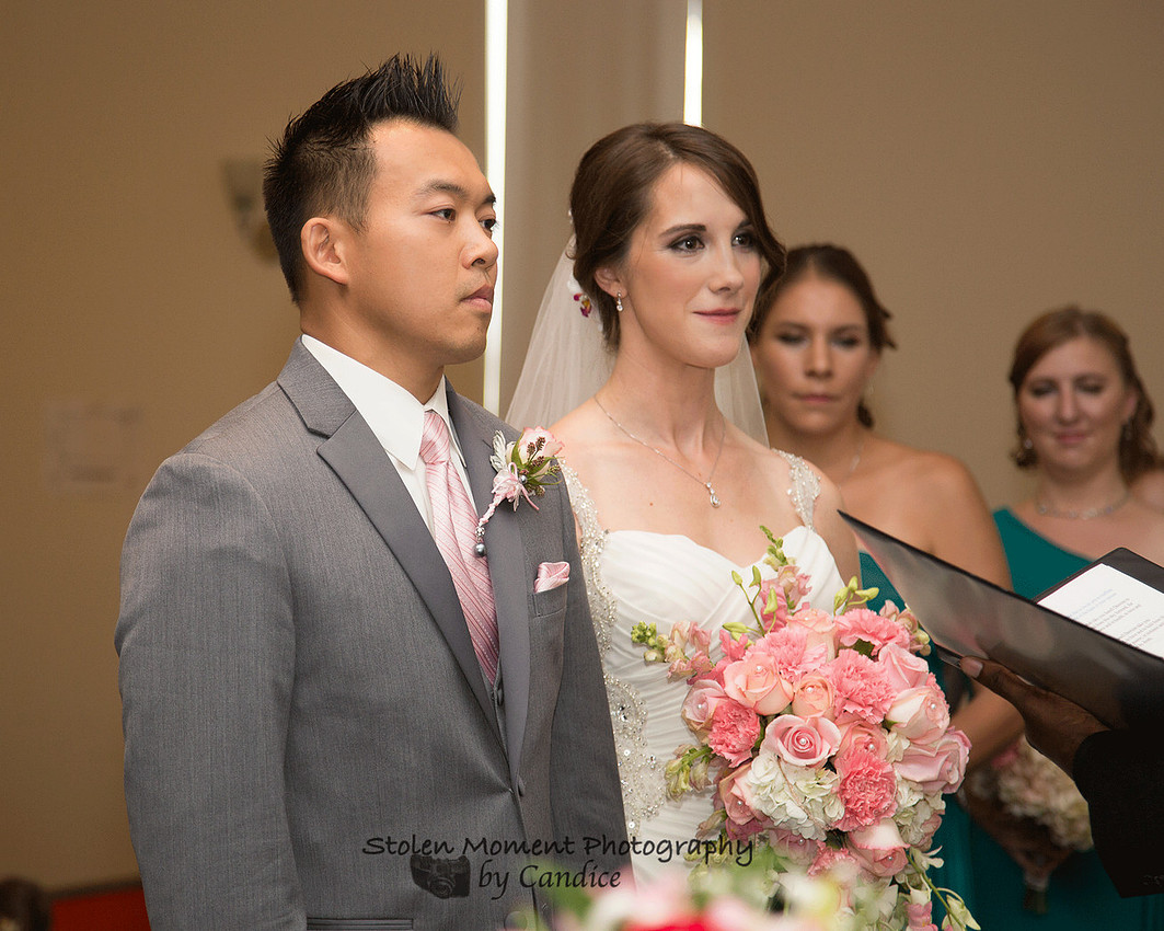 Bride and groom at front of church