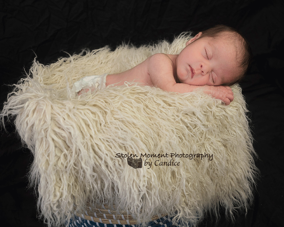 beautiful newborn girl sleeping in basket