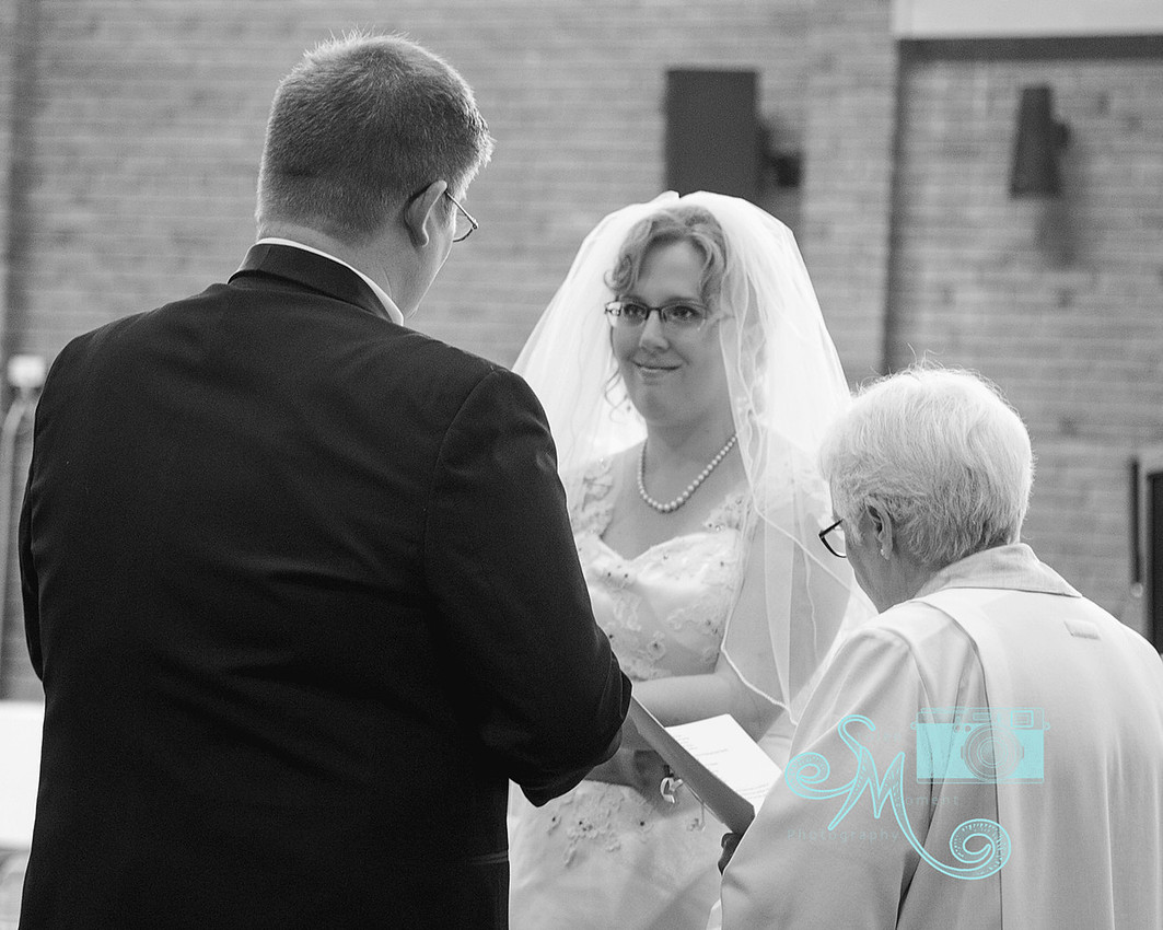 bride looking at groom during vows