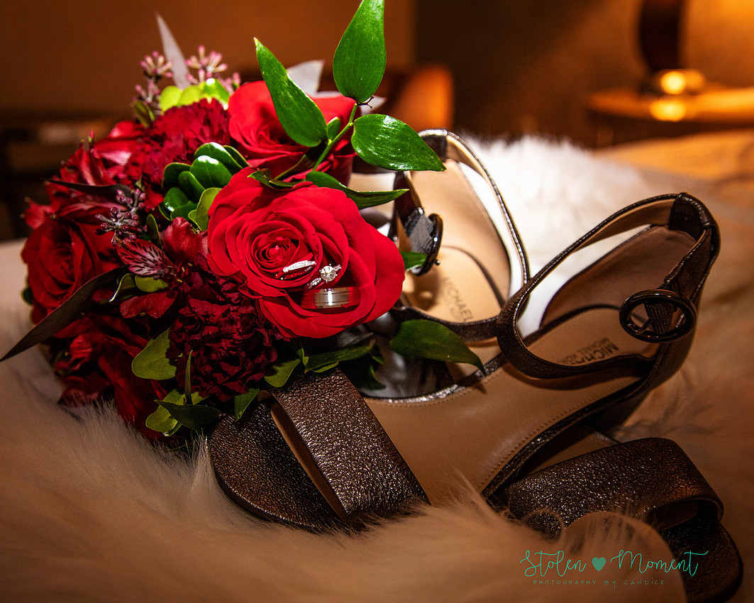 a couple are married in an elegant and intimate wedding ceremony at Ruth's Chris restaurant.