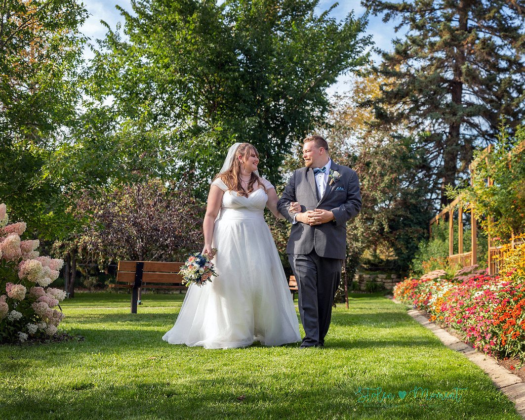 A bride and groom celebrate their marriage in Morinville and St. Albert