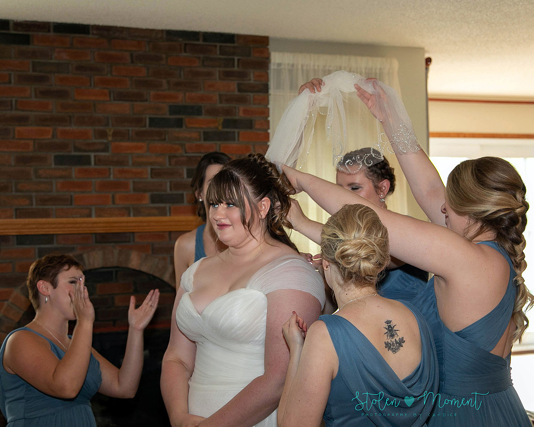 A bride and groom celebrate their marriage in Morinville and St. Albert