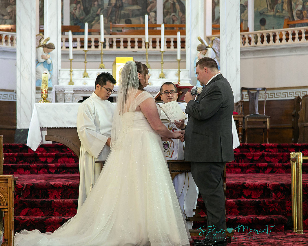 A bride and groom celebrate their marriage in Morinville and St. Albert