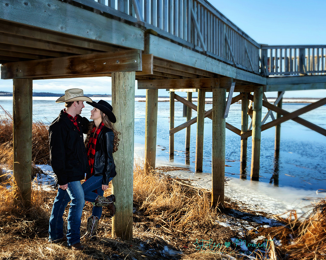 a beautiful engaged couple have their engagement photos done at Lois Hole Centennial Provincial Park